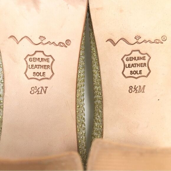 Nina Gold Glitter Sheer Side Square Toe Special Occasion Block Heel Shoes - Picture 15 of 15